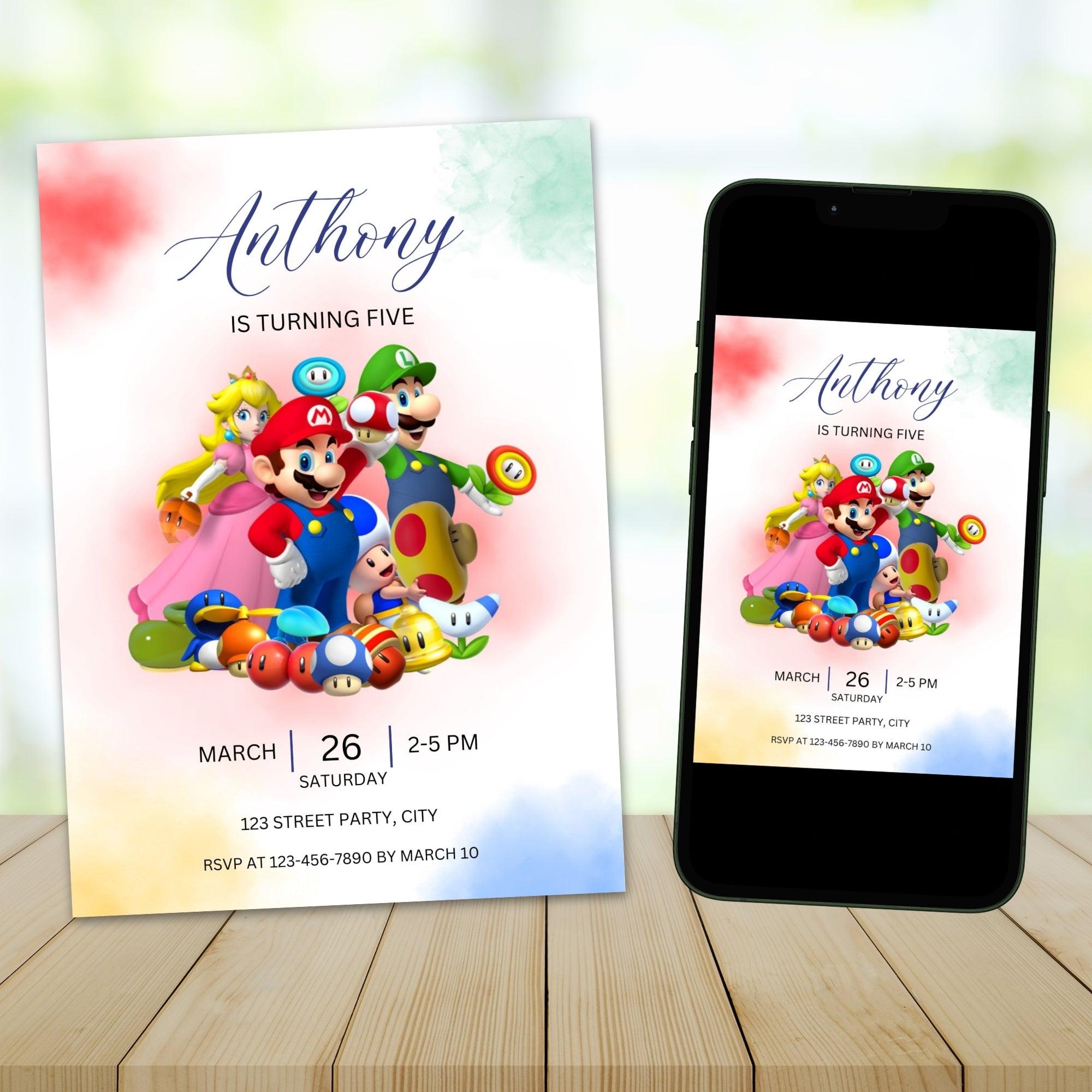 Super Mario Birthday Invitation | Mario Bros Party | Editable Canva Template | Instant Download