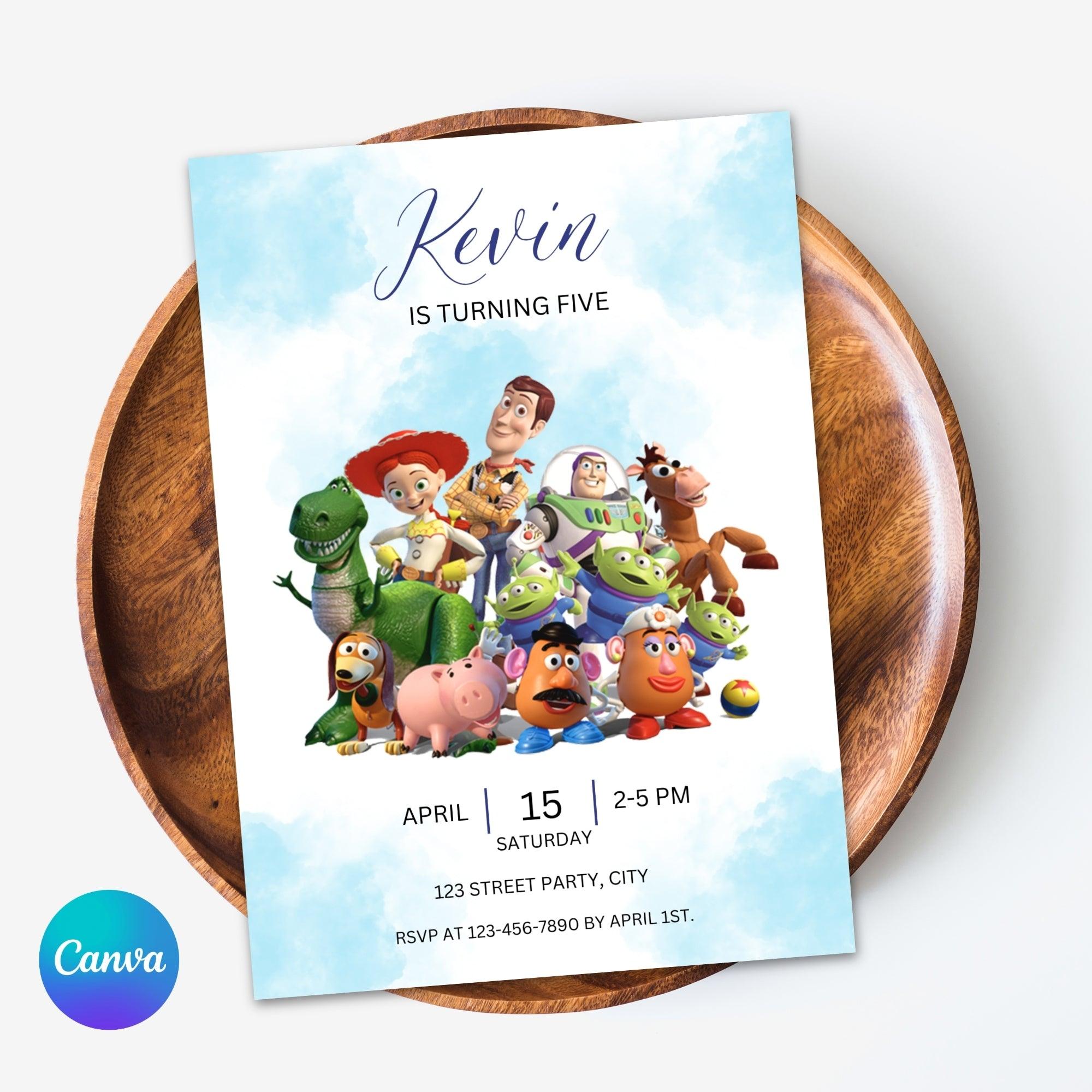 Toy Story Birthday Invitation Editable Template - Watercolor Party Invite Digital Download