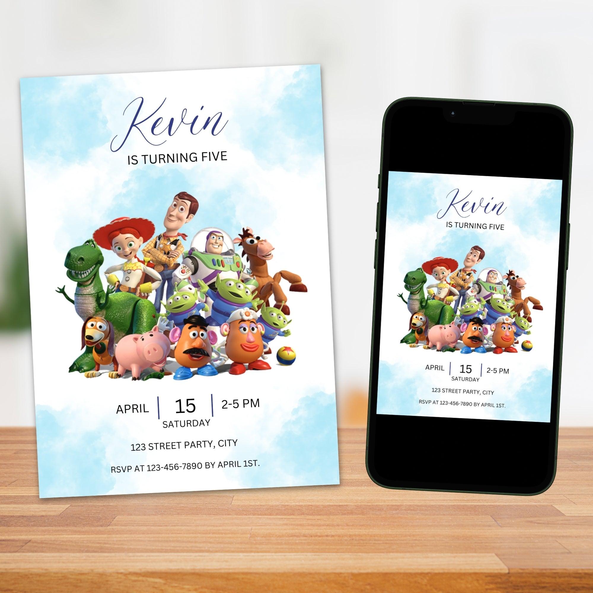 Toy Story Birthday Invitation Editable Template - Watercolor Party Invite Digital Download