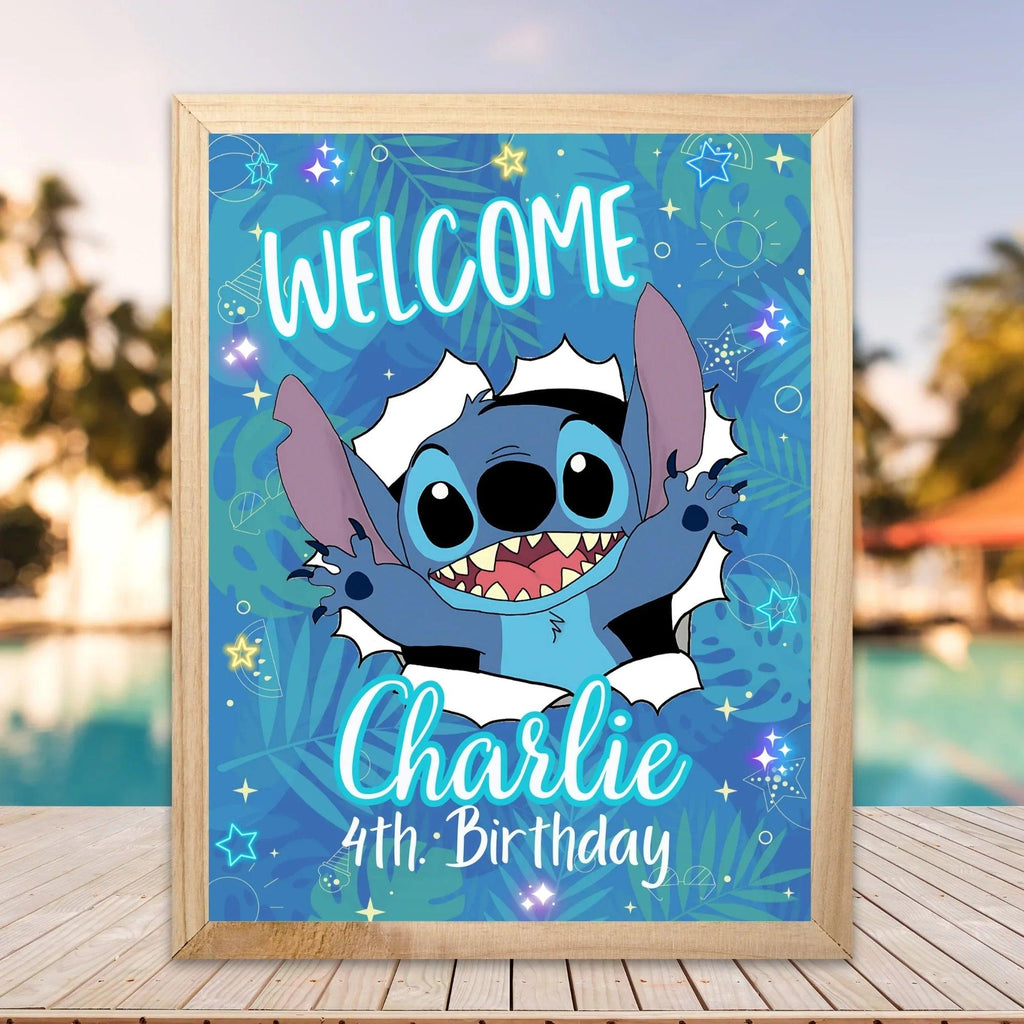 Stitch Welcome Sign Instant Download Digital Template - Lovely Printable Party