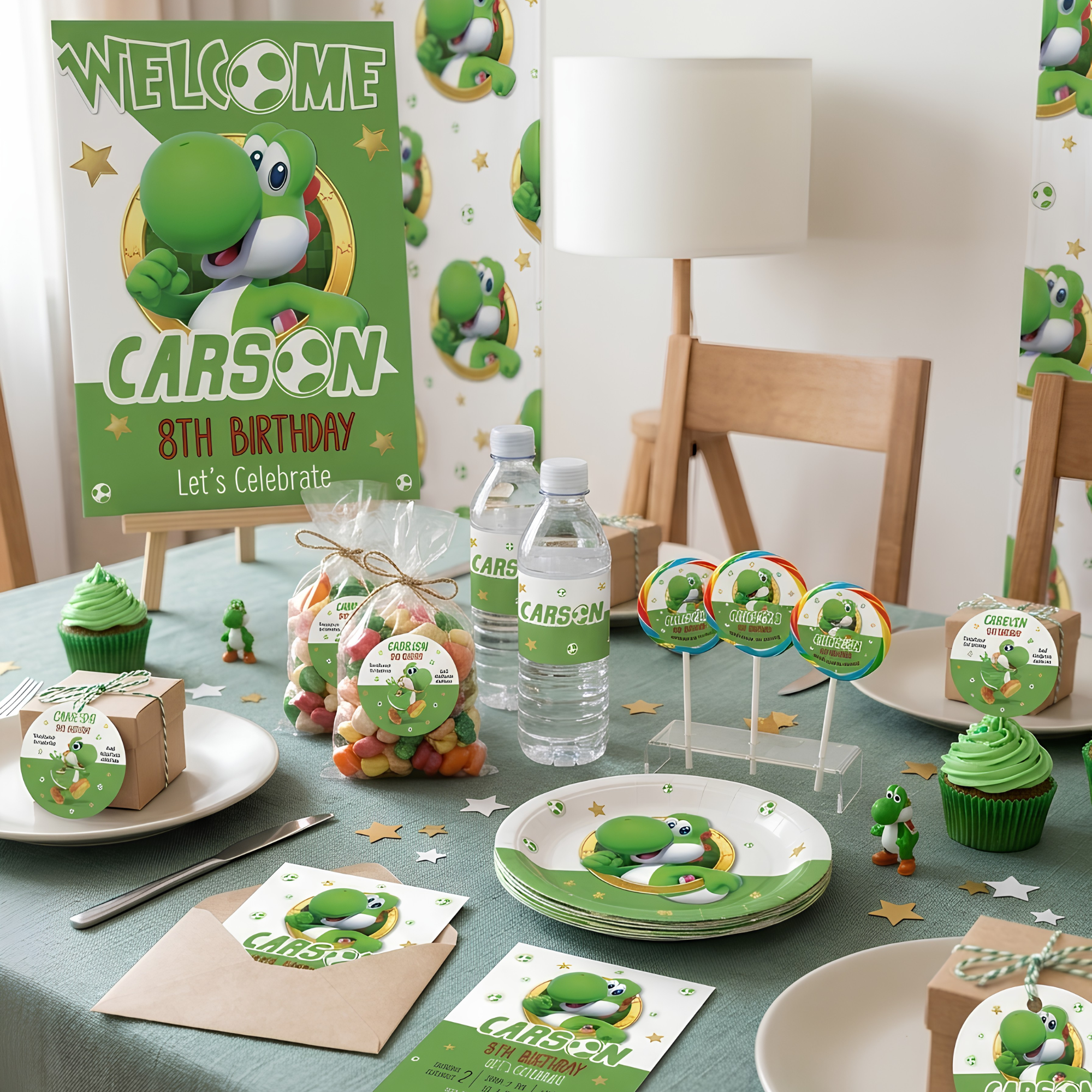 Yoshi Party Bundle Pack Editable Templates - Nintendo Birthday Decorations Digital Download