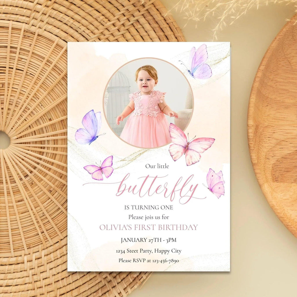 Butterfly Birthday Invitation Instant Download Digital Template - Lovely Printable Party
