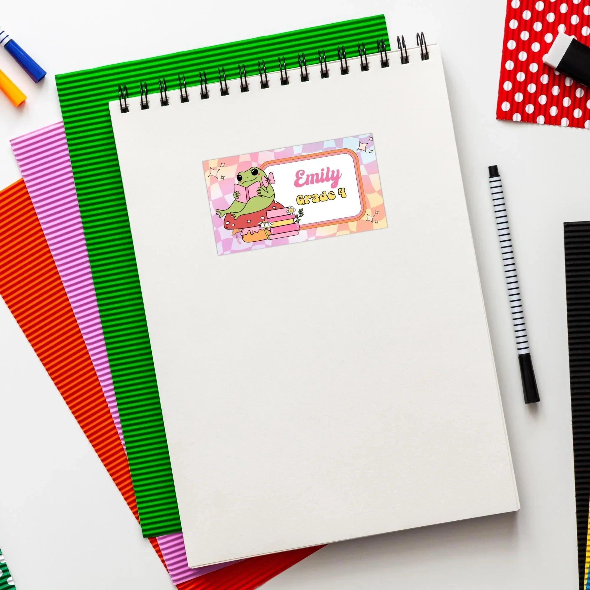 Retro Frog Stickers, Classroom Printables, School name labels, Classroom Labels, School supply labels, Editable Labels - Lovely Printable Party