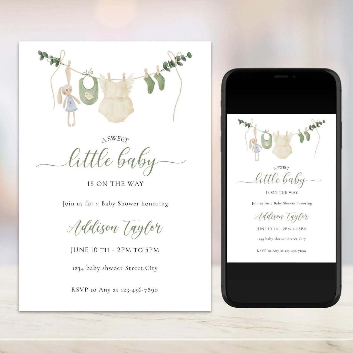 Gender Neutral Baby Shower Invitation, Baby Clothes Baby Shower Editable Template, Baby Shower Evite, Neutral Baby Shower Printable Invite - Lovely Printable Party