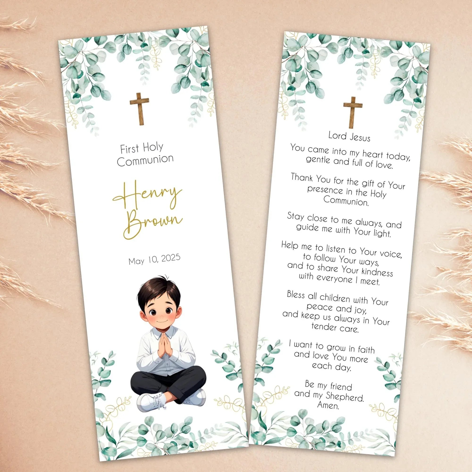 Laurel boy First communion Bookmark - Lovely Party