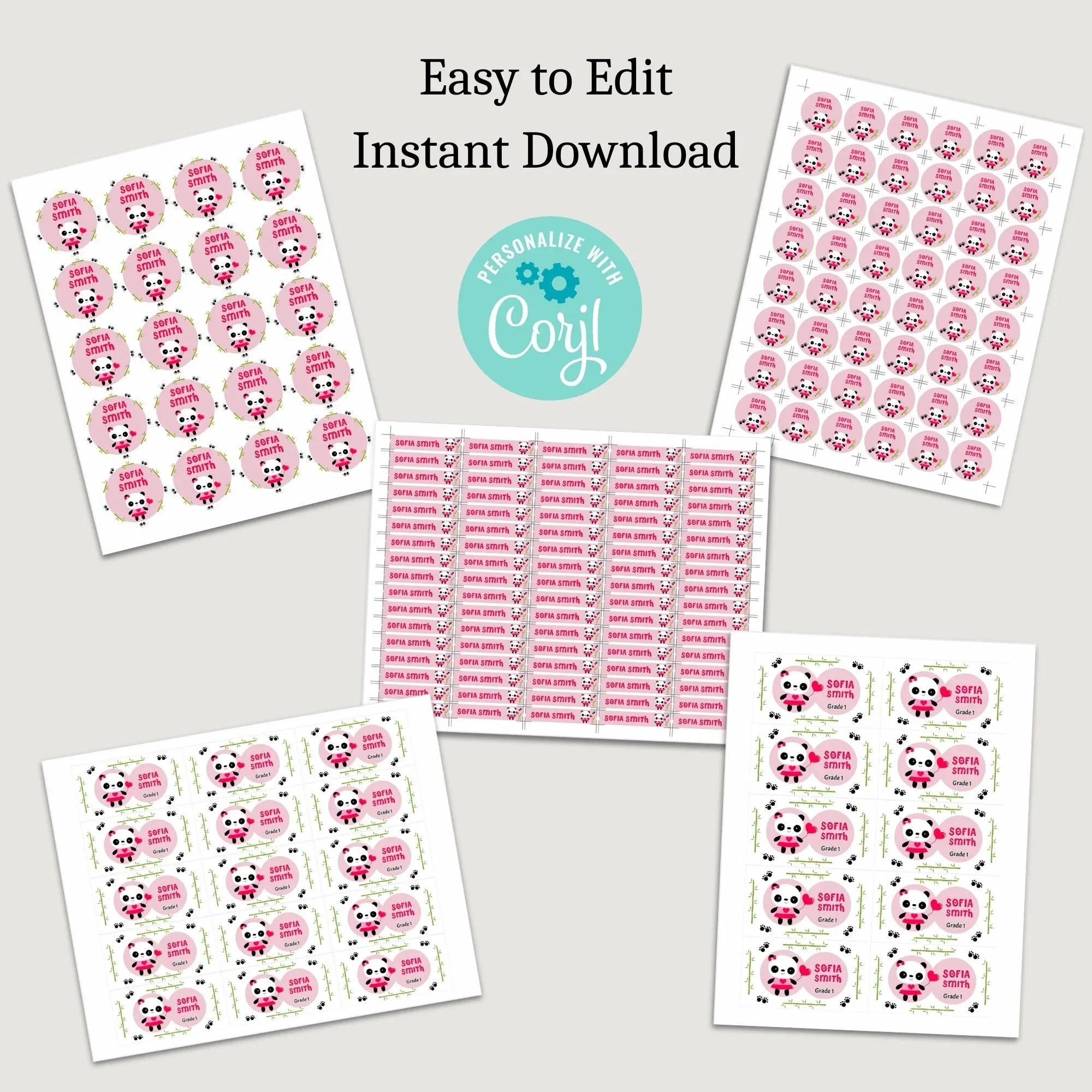 Cute sticker pack, School name labels, Personalized daycare labels, Kids Name Labels, School supply labels, Student stickers, classroom - Lovely Printable Party