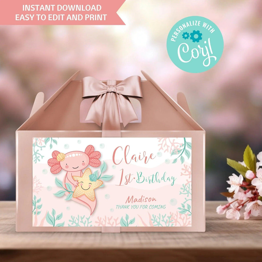 Axolotl Gable Box Label - Lovely Printable Party