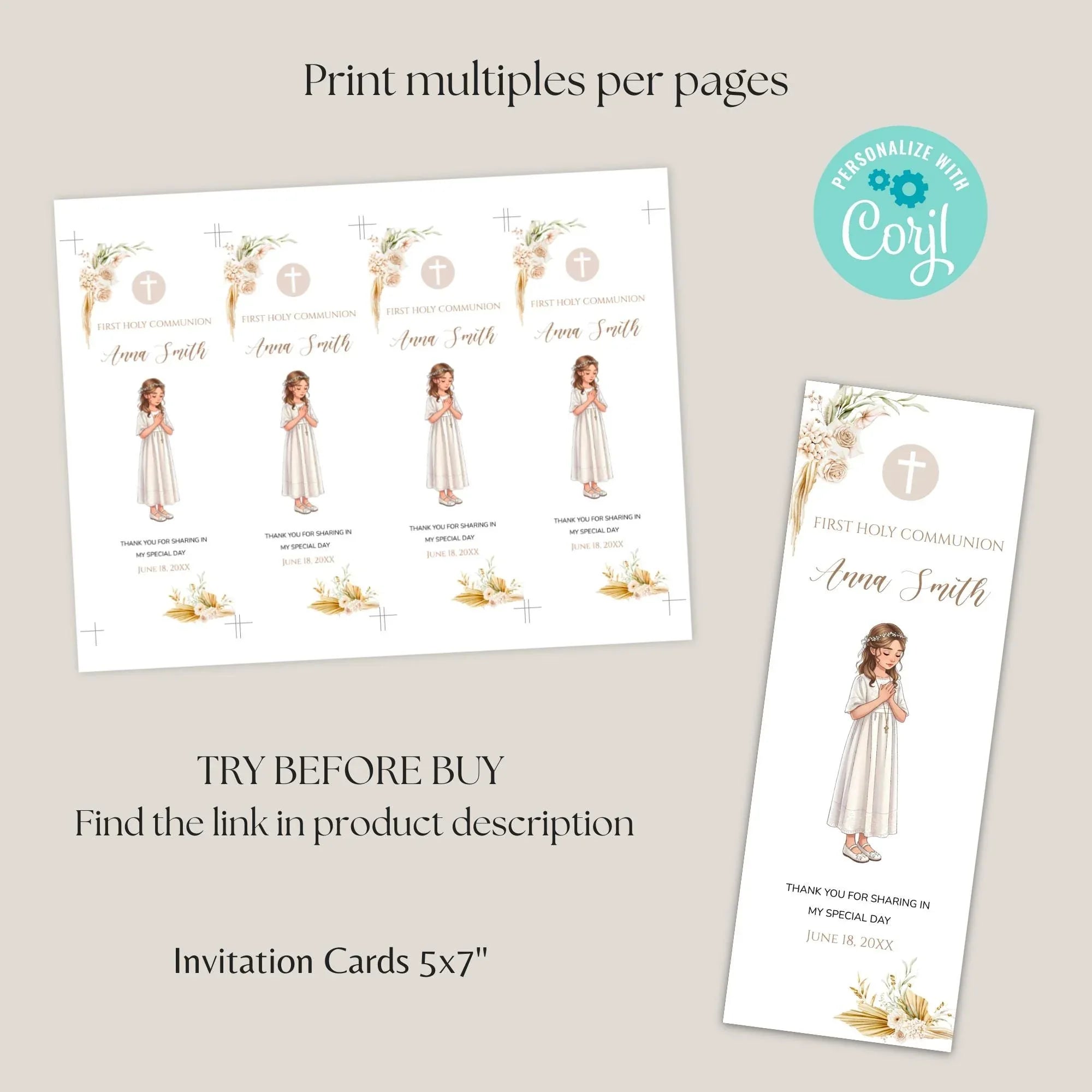 Neutral First communion Bookmark - Lovely Party
