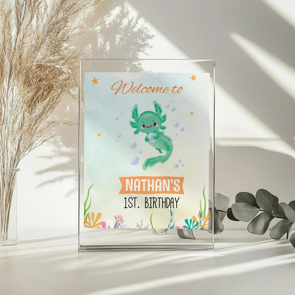 Axolotl Birthday Welcome Sign - Instant Download Digital Template - Lovely Printable Party
