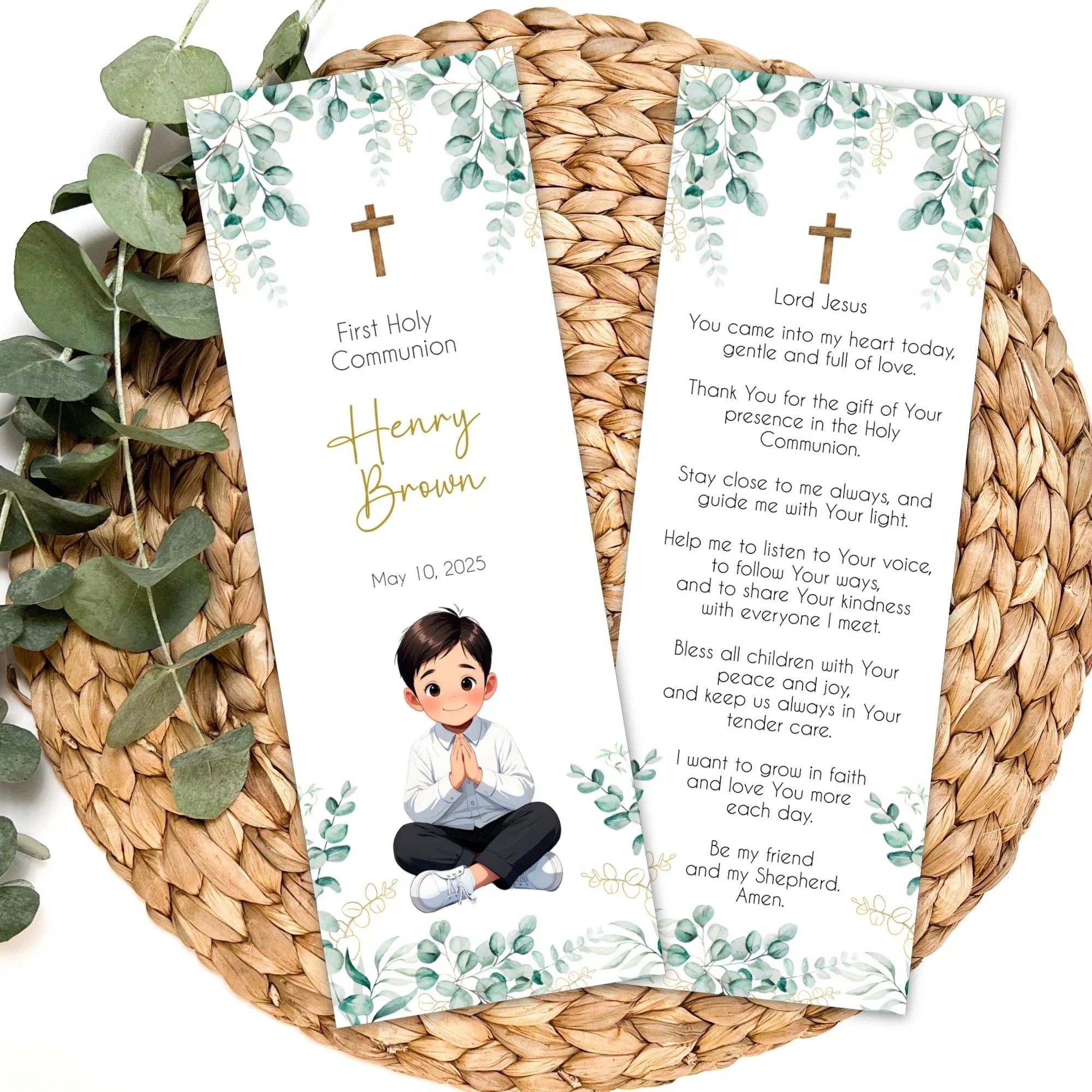 Laurel boy First communion Bookmark - Lovely Party