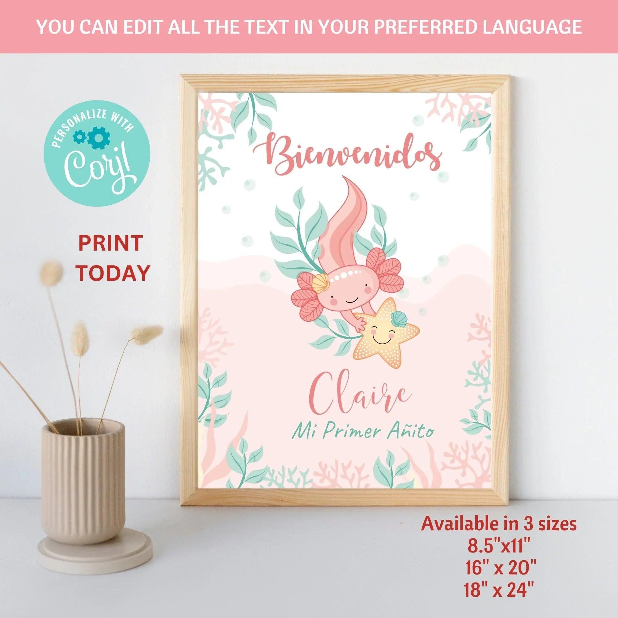 Axolotl Pink Welcome Sign - Lovely Printable Party