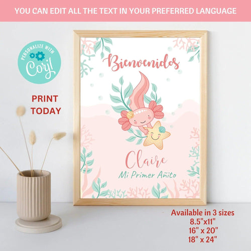 Axolotl Pink Welcome Sign - Lovely Printable Party