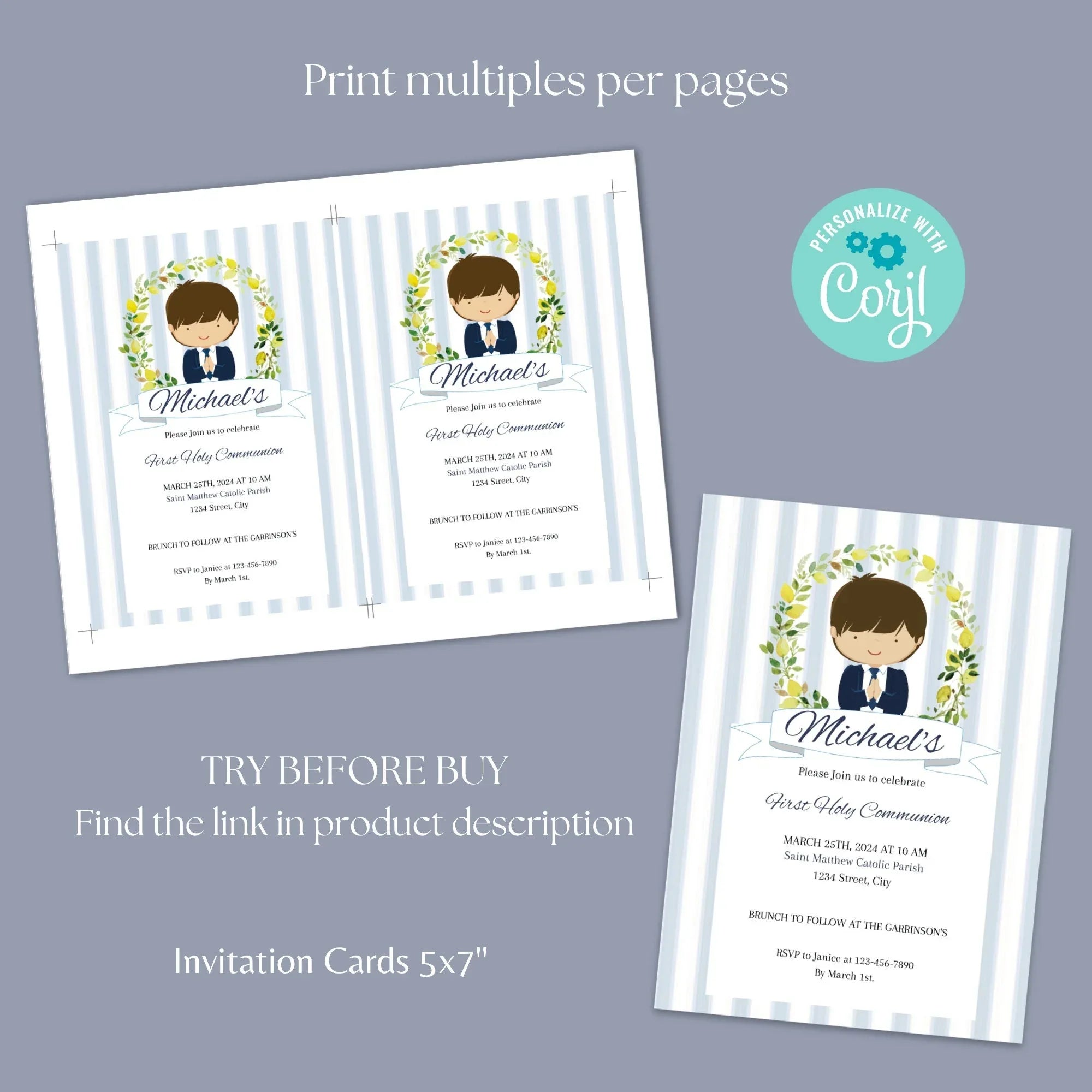 Lemon Crown Communion Invitation - Lovely Party