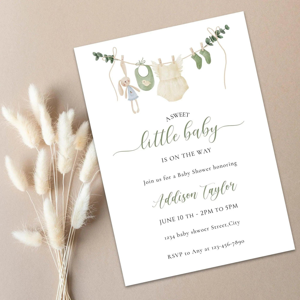 Gender Neutral Baby Shower Invitation, Baby Clothes Baby Shower Editable Template, Baby Shower Evite, Neutral Baby Shower Printable Invite - Lovely Printable Party