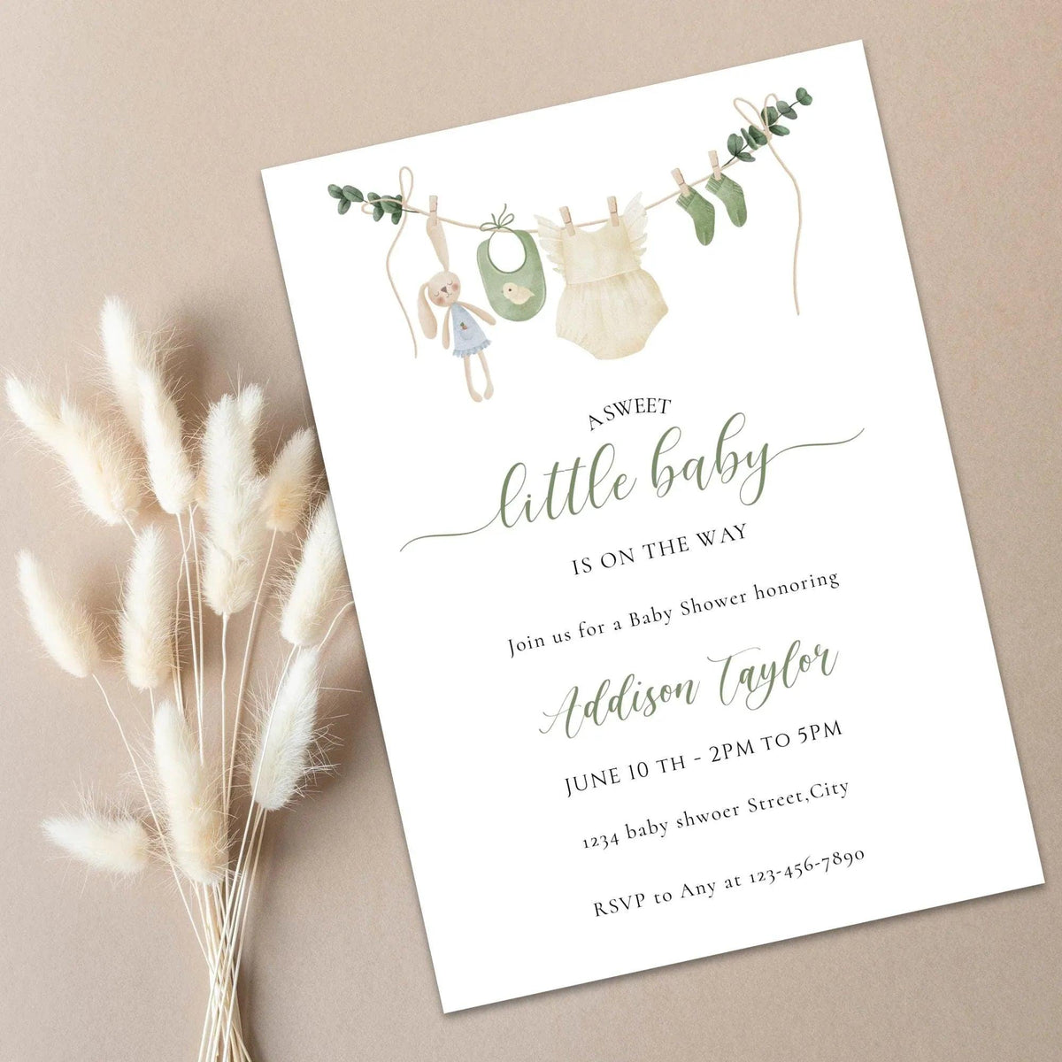 Gender Neutral Baby Shower Invitation, Baby Clothes Baby Shower Editable Template, Baby Shower Evite, Neutral Baby Shower Printable Invite - Lovely Printable Party