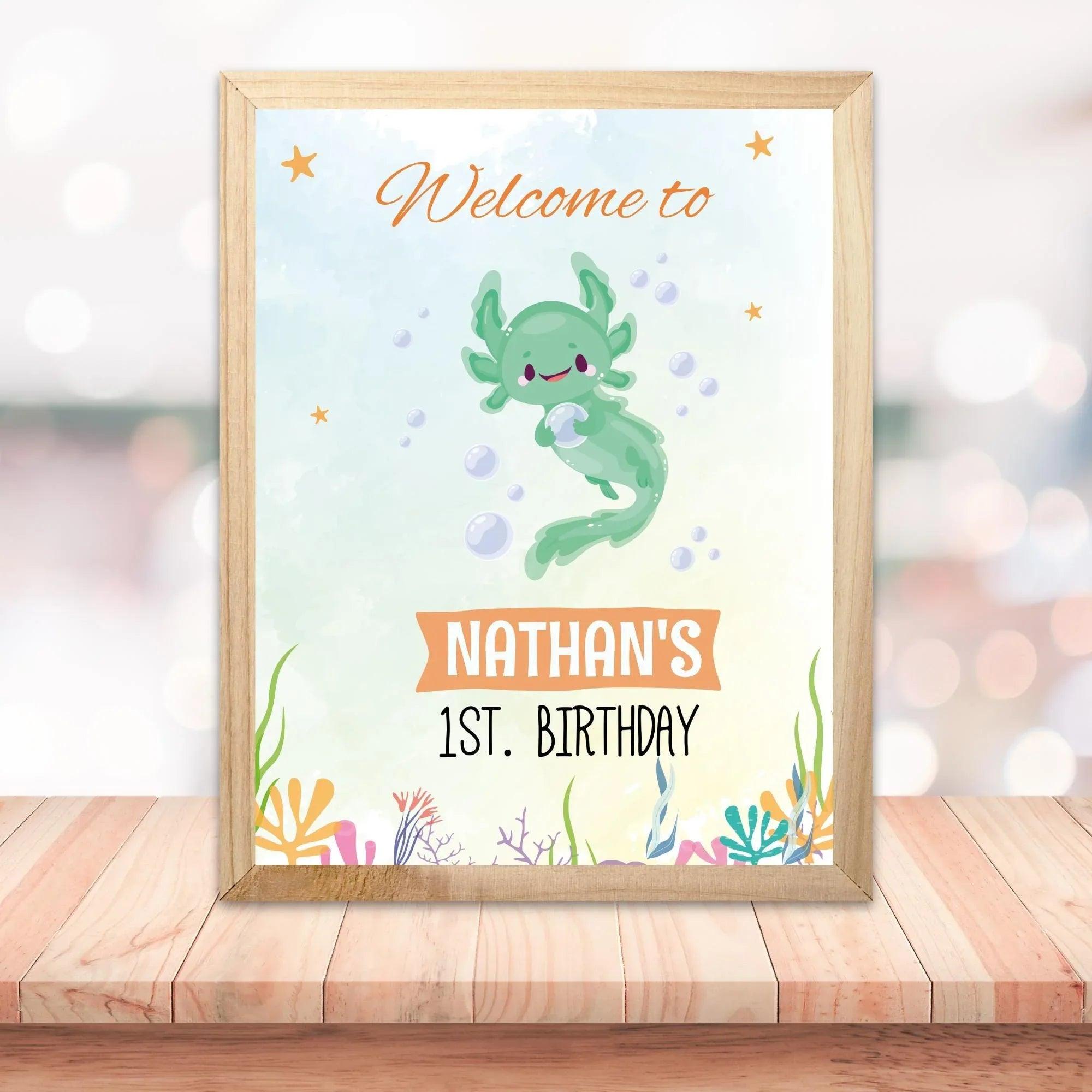 Axolotl Birthday Welcome Sign - Instant Download Digital Template - Lovely Printable Party