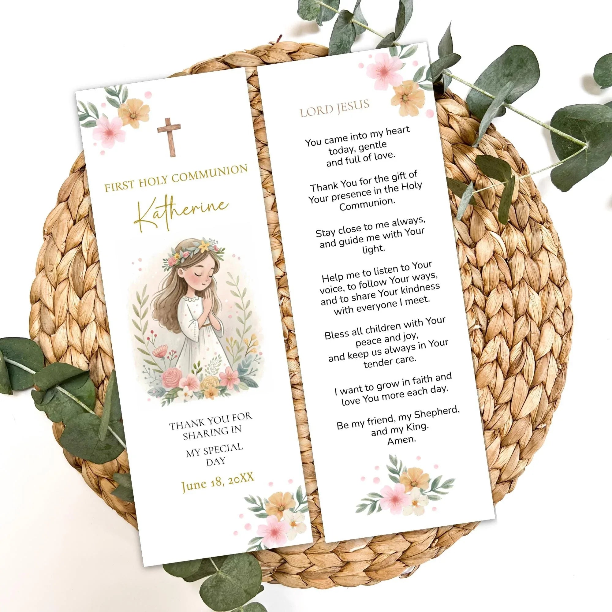Boho communion Bookmark - Lovely Party
