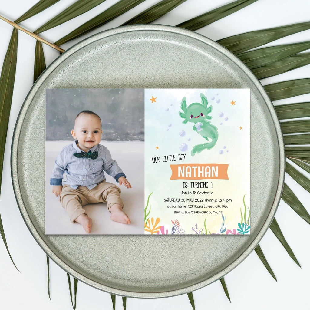 Axolotl Birthday Invitation Instant Download Digital template - Lovely Printable Party