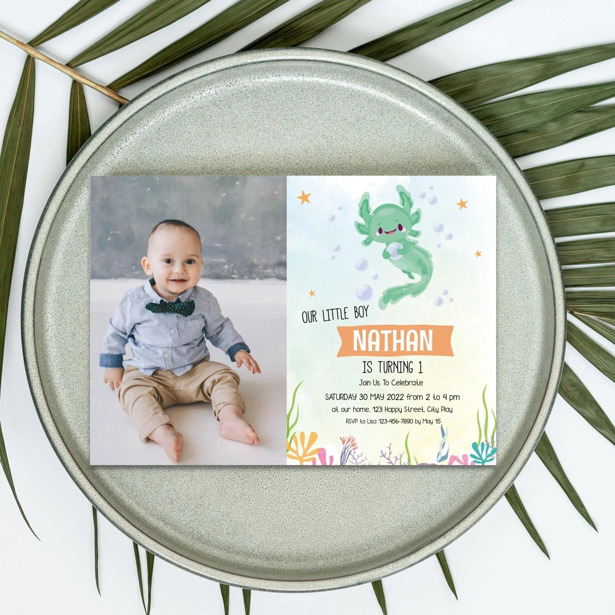 Axolotl Birthday Invitation Instant Download Digital template - Lovely Printable Party