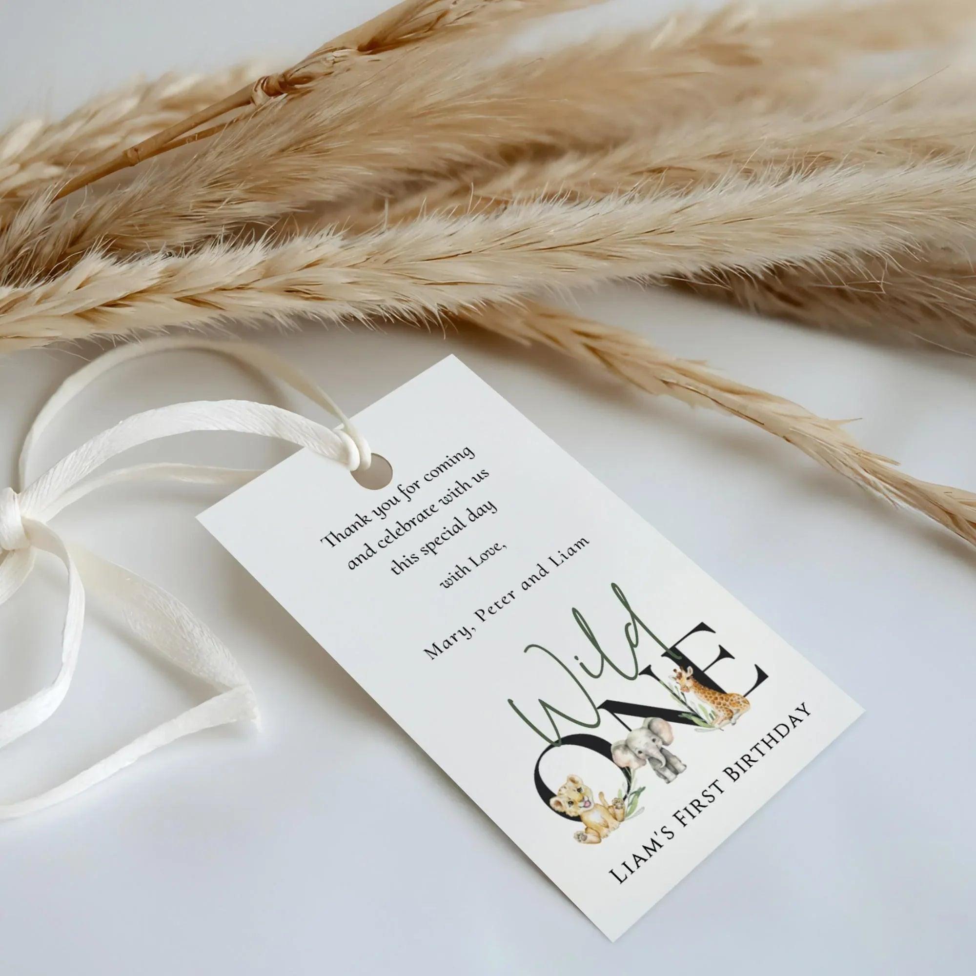 Wild One Birthday Invitation Bundle Editable | Safari Jungle Party Set Corjl | Invitation + Favor Tag + Phone Invite | Digital Printable - Lovely Printable Party