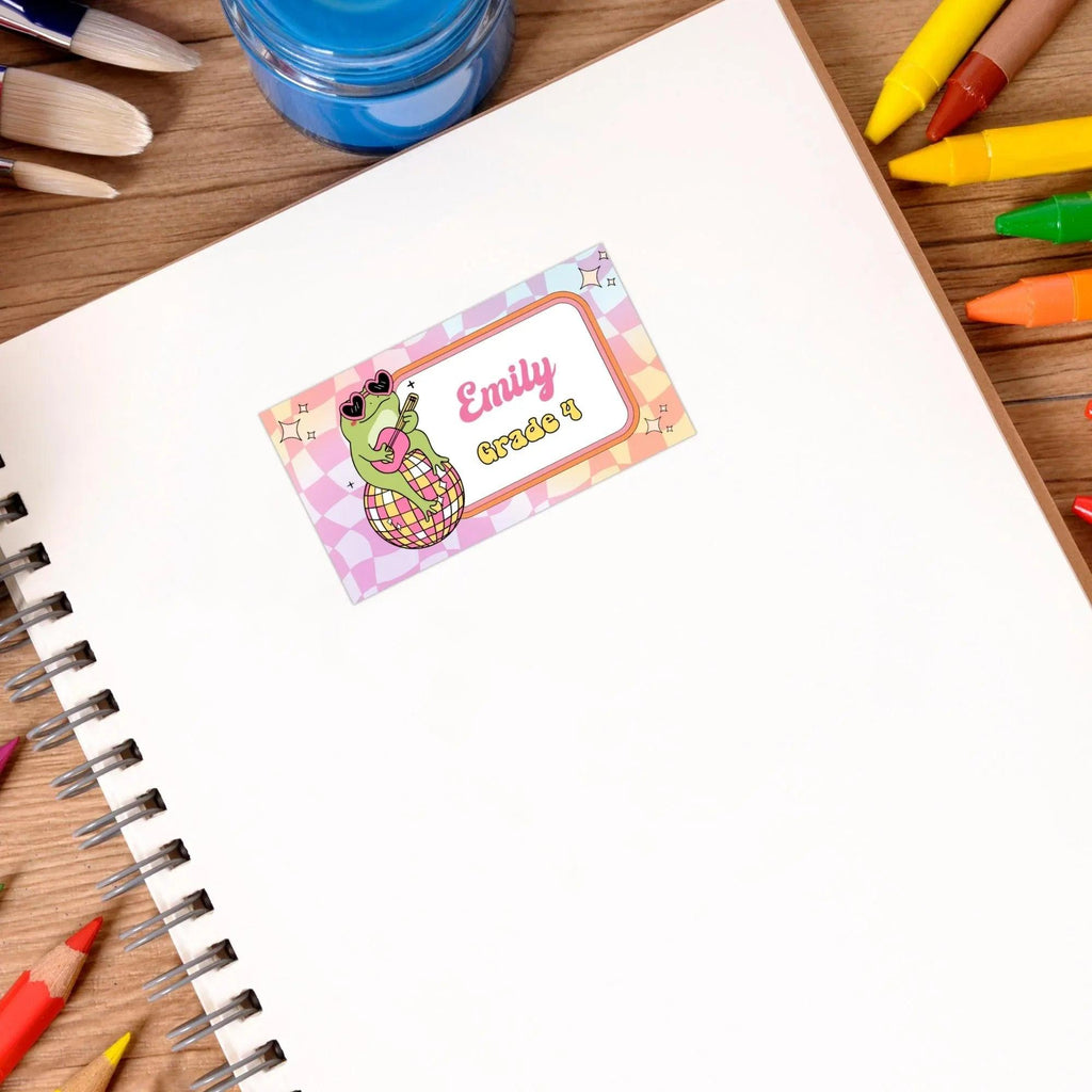Retro Frog Stickers, Classroom Printables, School name labels, Classroom Labels, School supply labels, Editable Labels - Lovely Printable Party