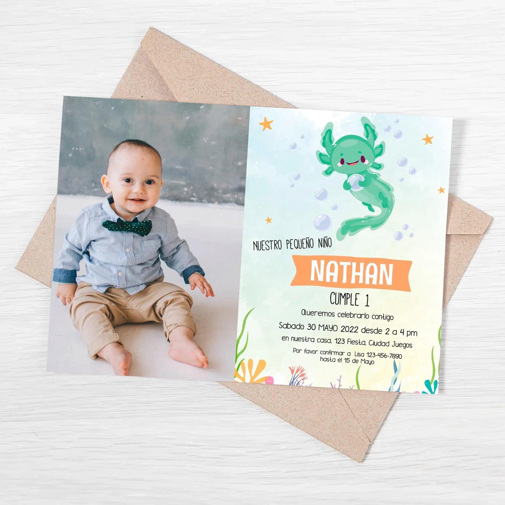 Axolotl Birthday Invitation Instant Download Digital template - Lovely Printable Party