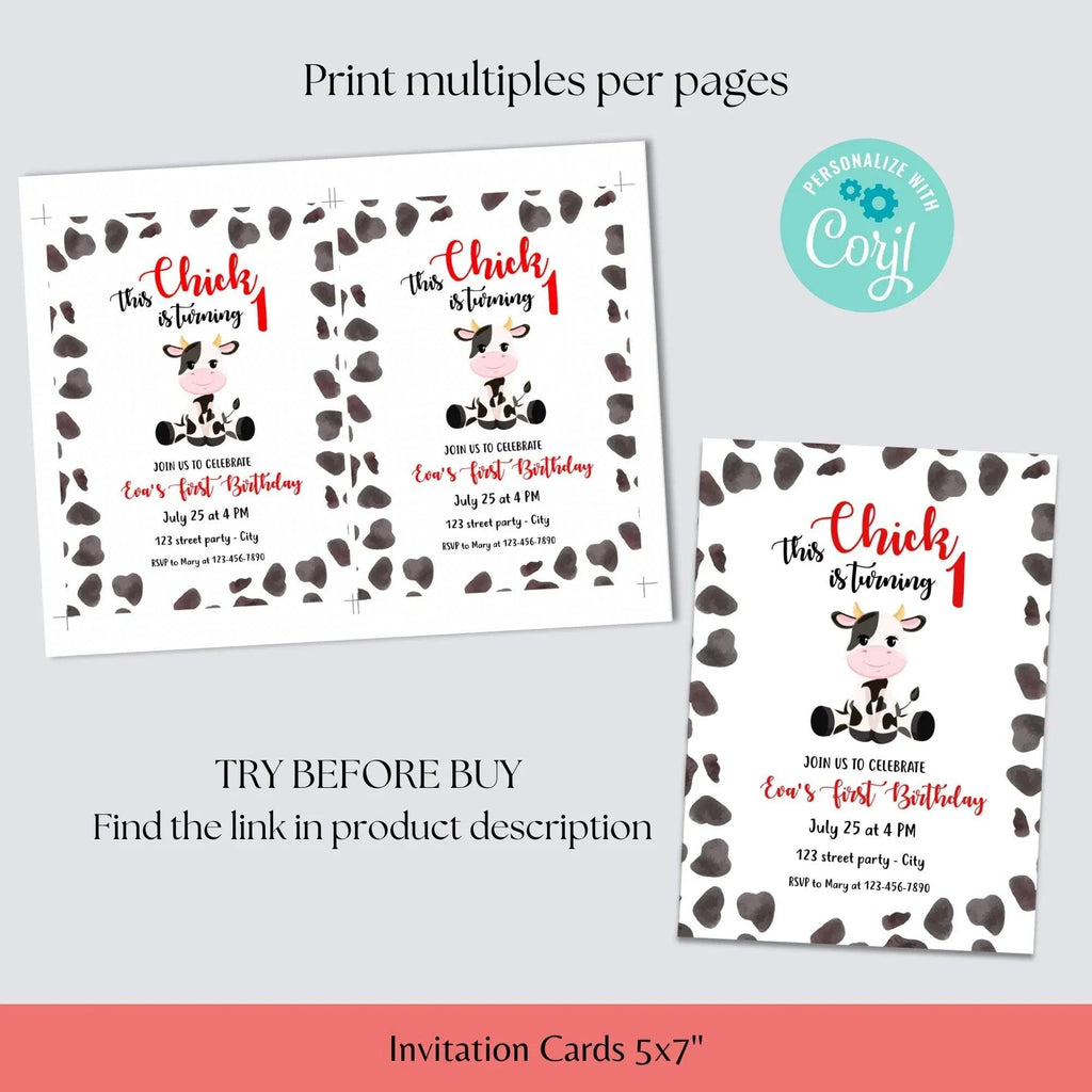 Cow Birthday Invitation - Lovely Printable Party