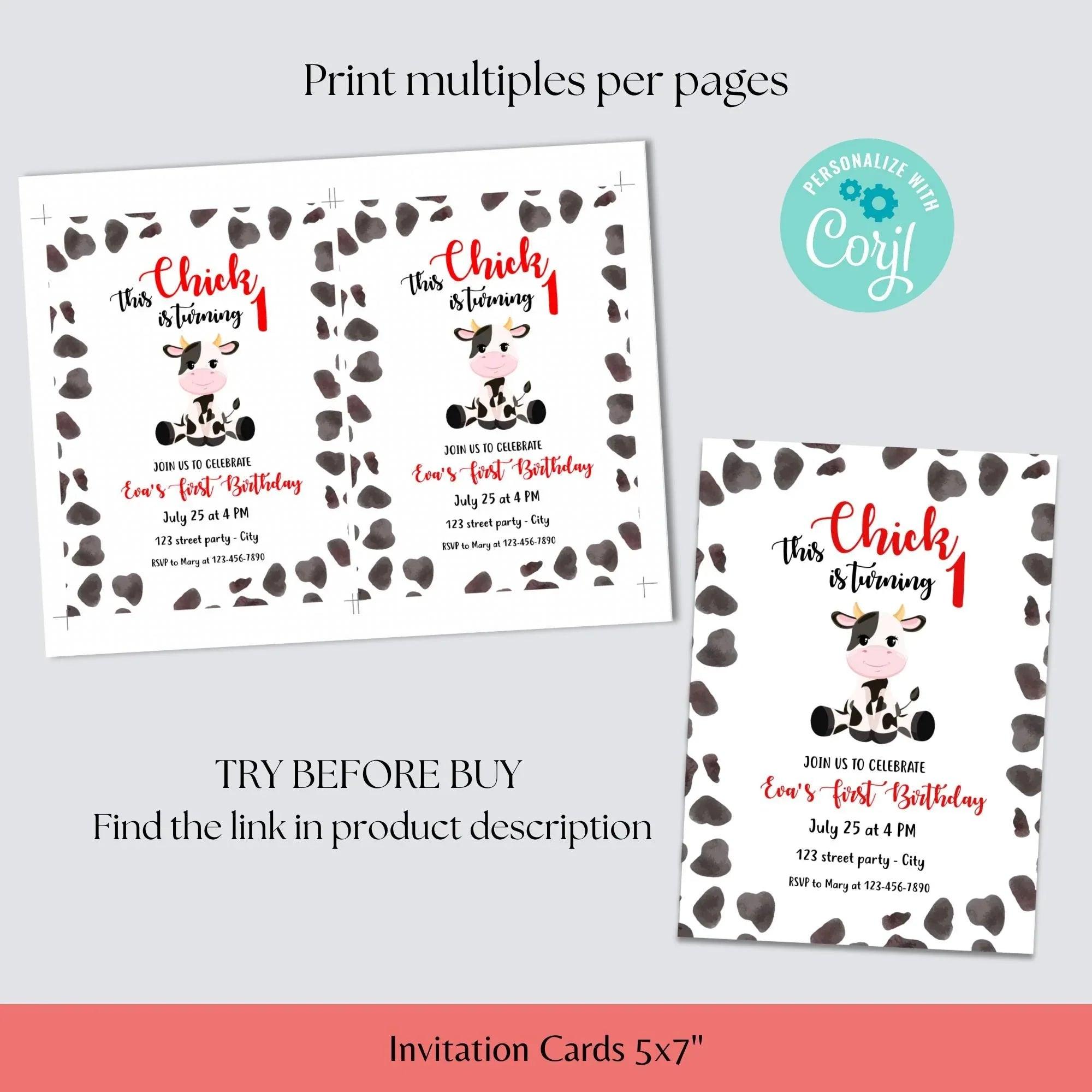 Cow Birthday Invitation - Lovely Printable Party