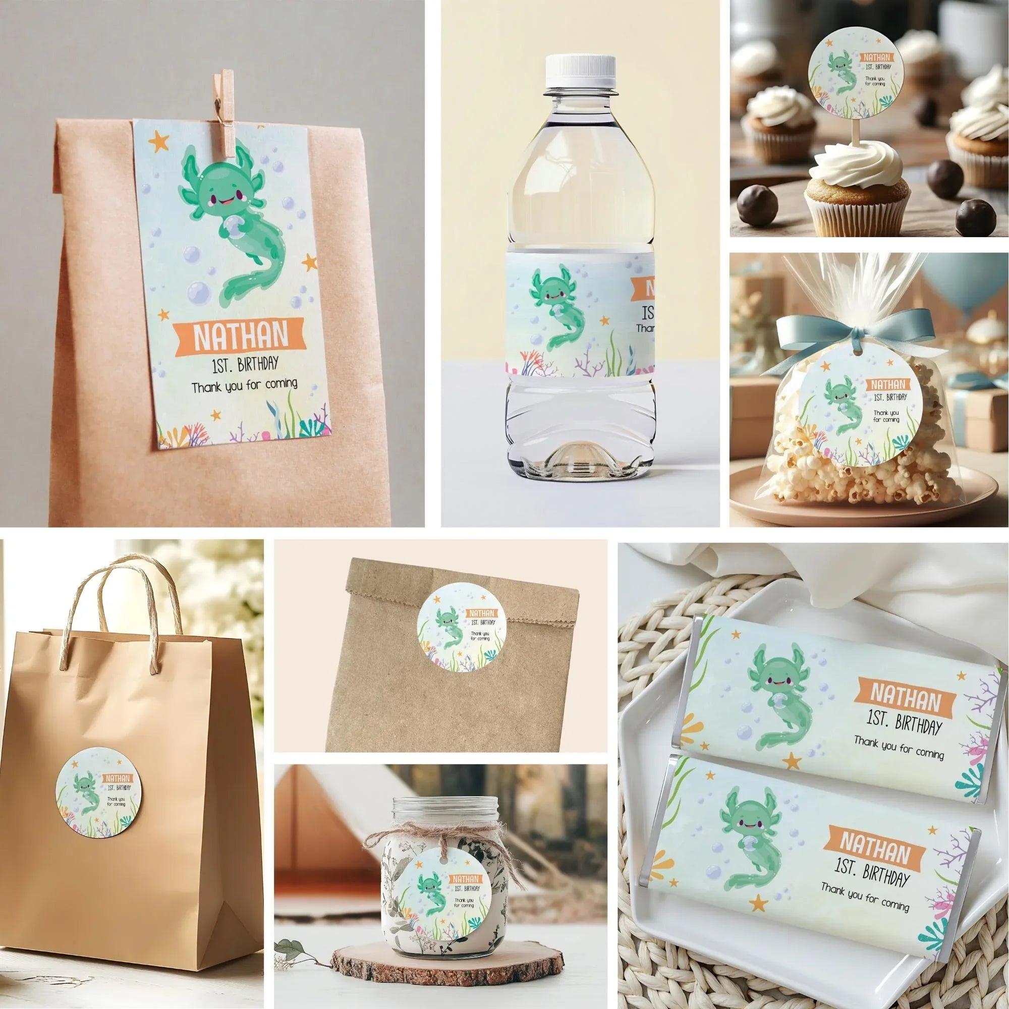 Axolotl Birthday Party Bundle Editable Instant Download - Lovely Printable Party