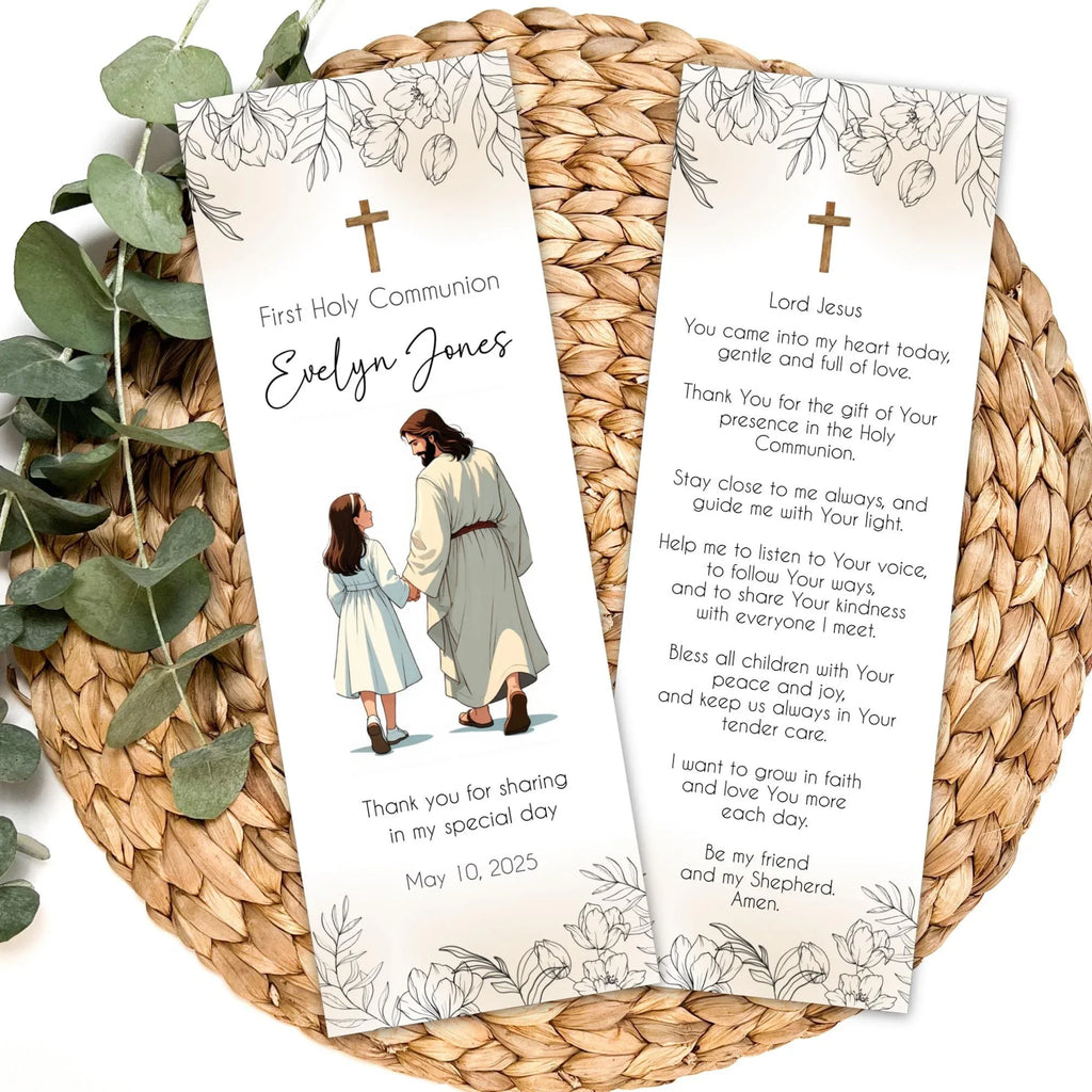 Jesus and girl First Communion Bookmark - Lovely Party