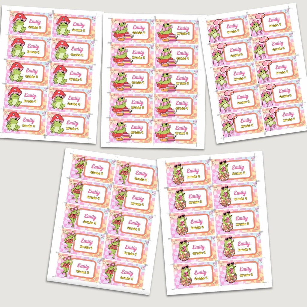 Retro Frog Stickers, Classroom Printables, School name labels, Classroom Labels, School supply labels, Editable Labels - Lovely Printable Party