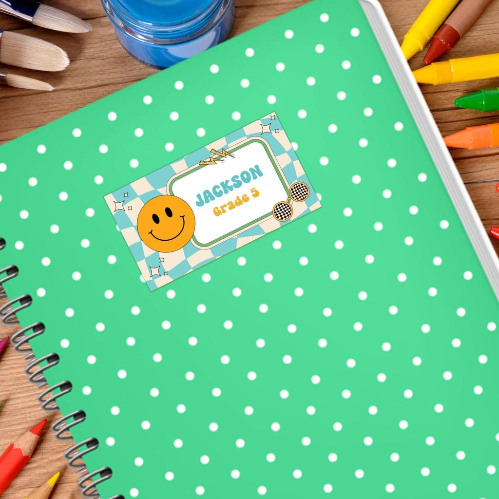 Funky retro School labels, Classroom Printables, Name labels for kids, Classroom Labels, School supply labels, Editable Labels - Lovely Printable Party