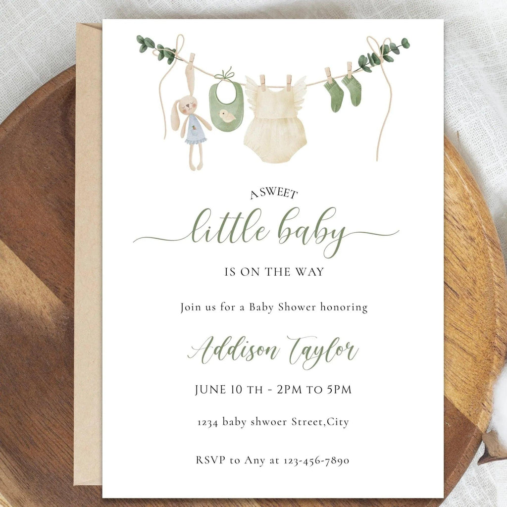 Gender Neutral Baby Shower Invitation, Baby Clothes Baby Shower Editable Template, Baby Shower Evite, Neutral Baby Shower Printable Invite - Lovely Printable Party