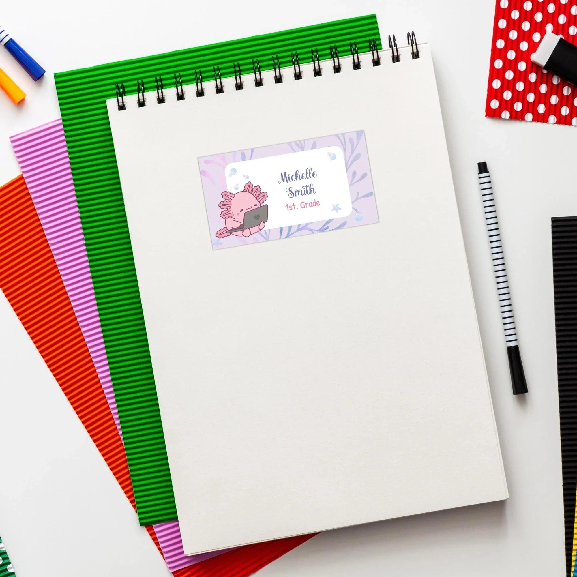 Axolotl School Name Labels - Lovely Printable Party