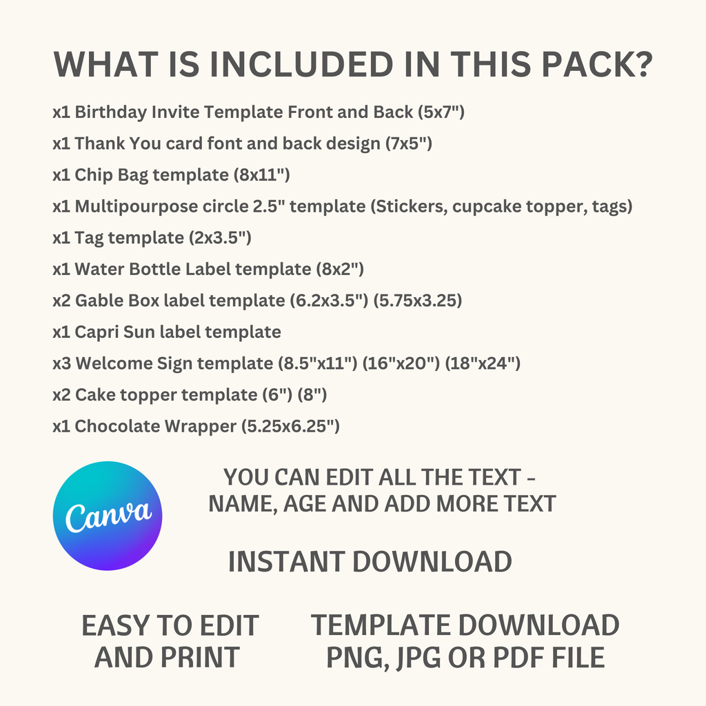 Eight is a Vibe Birthday Bundle | Groovy Girl Retro Party Kit | 15 Pieces | Editable Canva Template | Instant Download