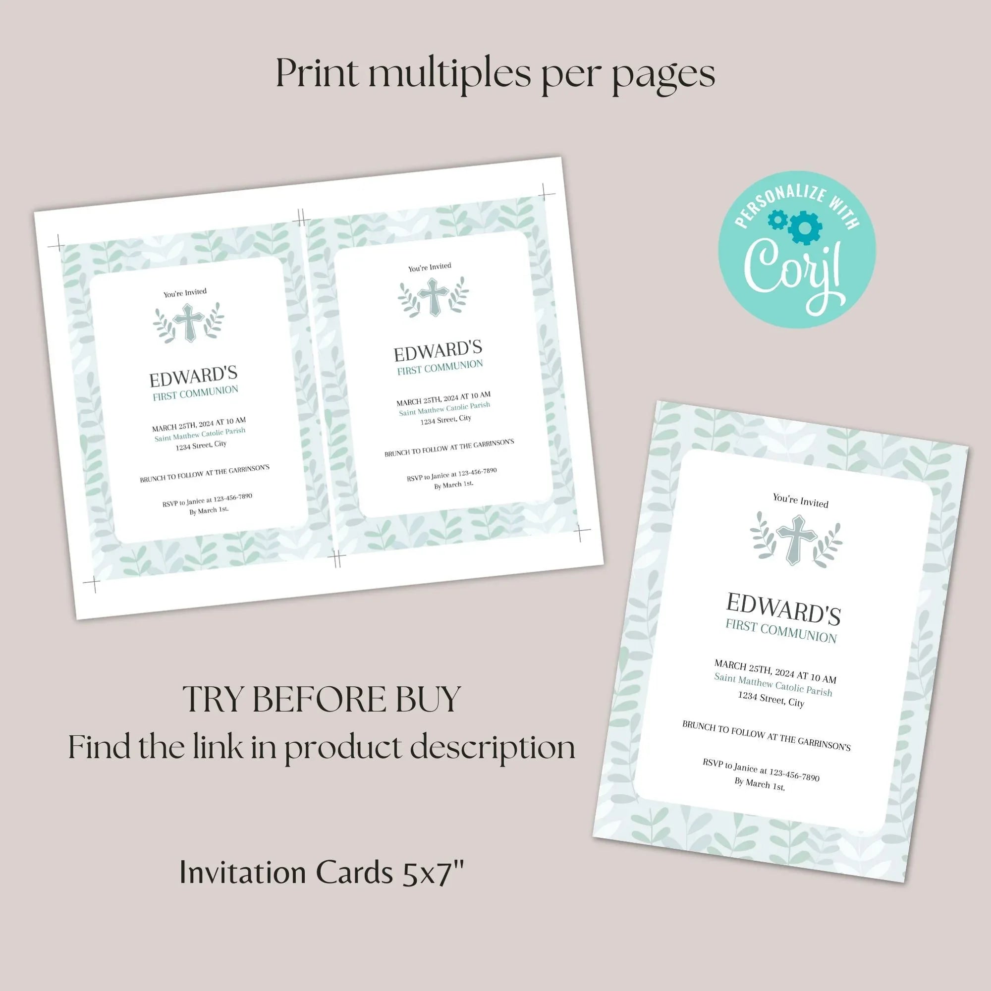 Green Leaves First Holy Communion - Lovely Party