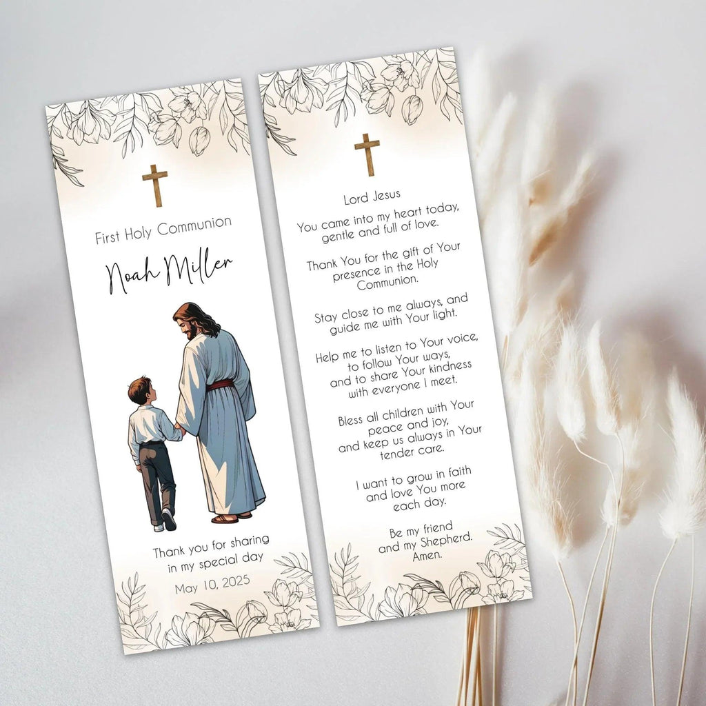 Jesus and Boy First Communion Bookmark - Lovely Printable Party
