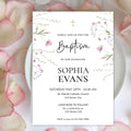 Girl Baptism Invitation Template | Corjl Printable Baptism Invite | Floral Christening Invitation | Religious Invitation card - Lovely Printable Party