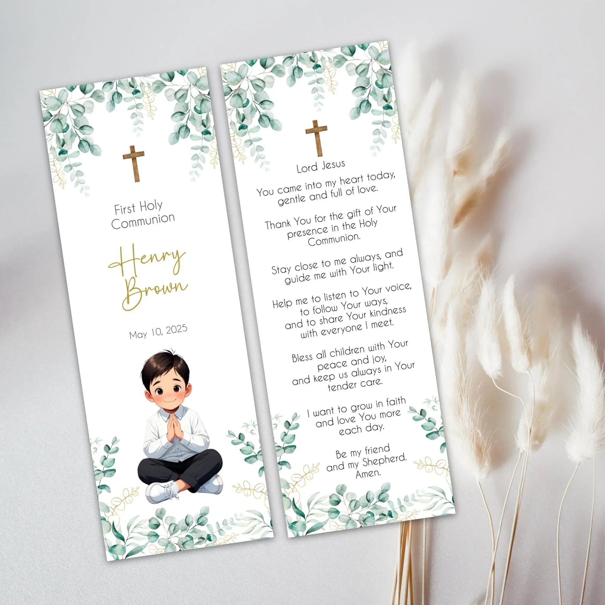 Laurel boy First communion Bookmark - Lovely Party