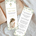 First communion Green and white flowers Bookmark - Lovely Party