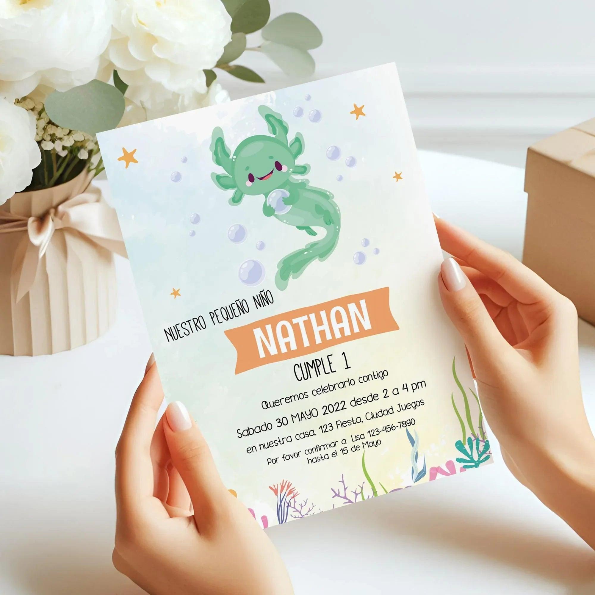Axolotl Birthday Invitation Instant Download Digital Template - Lovely Printable Party
