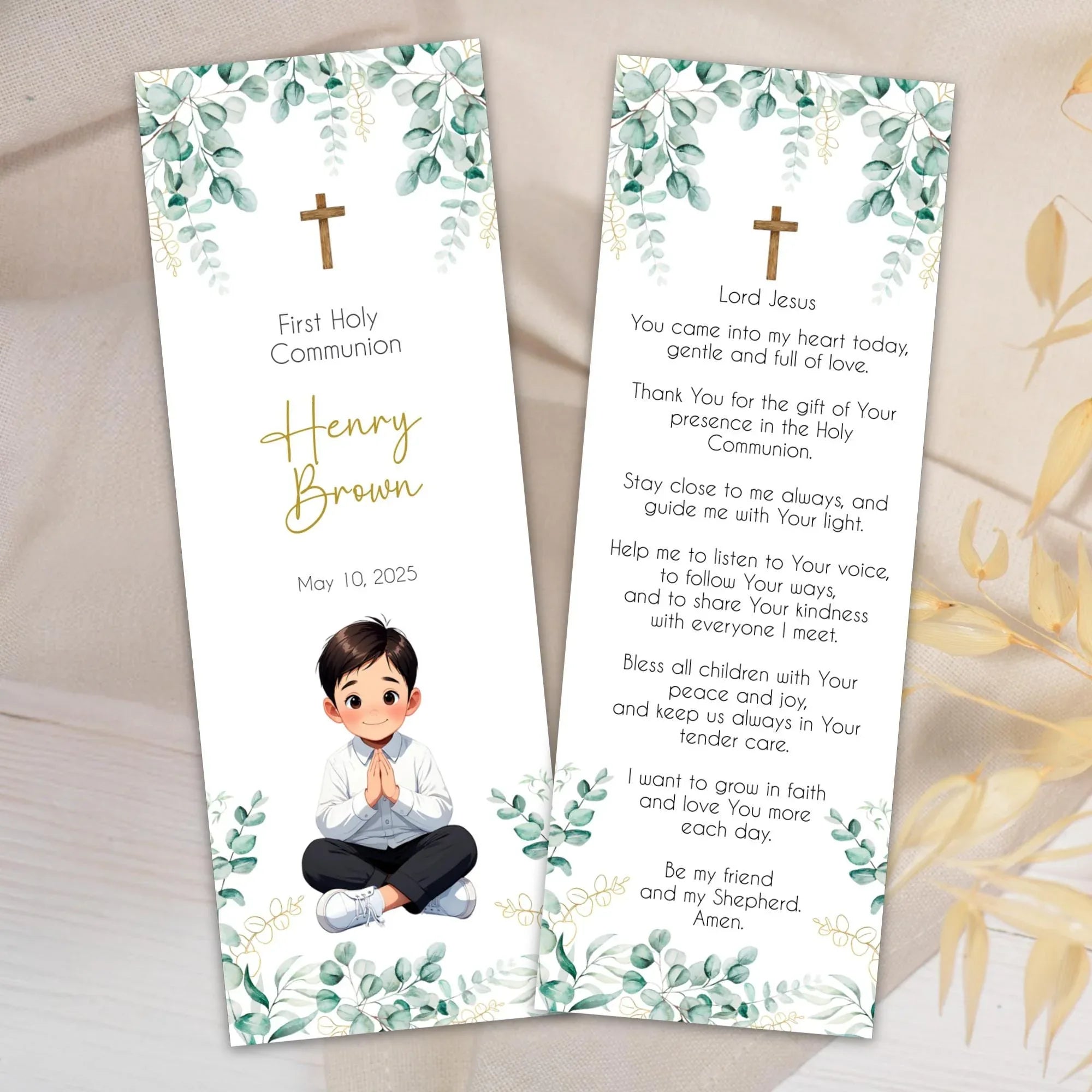 Laurel boy First communion Bookmark - Lovely Party