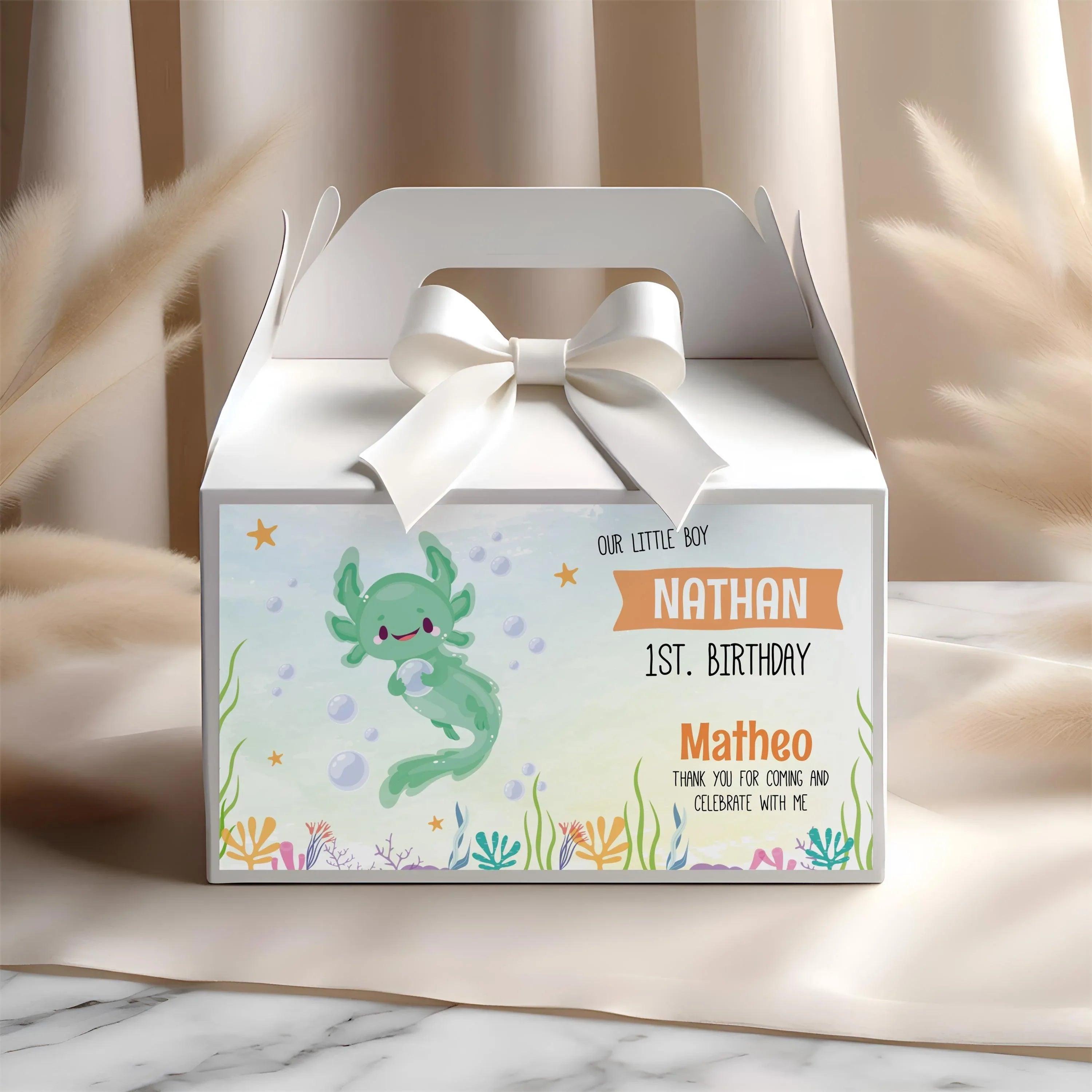 Axolotl Gable Box Label / Instant Download Digital Template - Lovely Printable Party