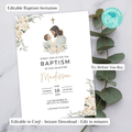 Girl Baptism Invitation | Catholic Christening | Floral Jesus & Baby | Editable Corjl Template | Instant Download